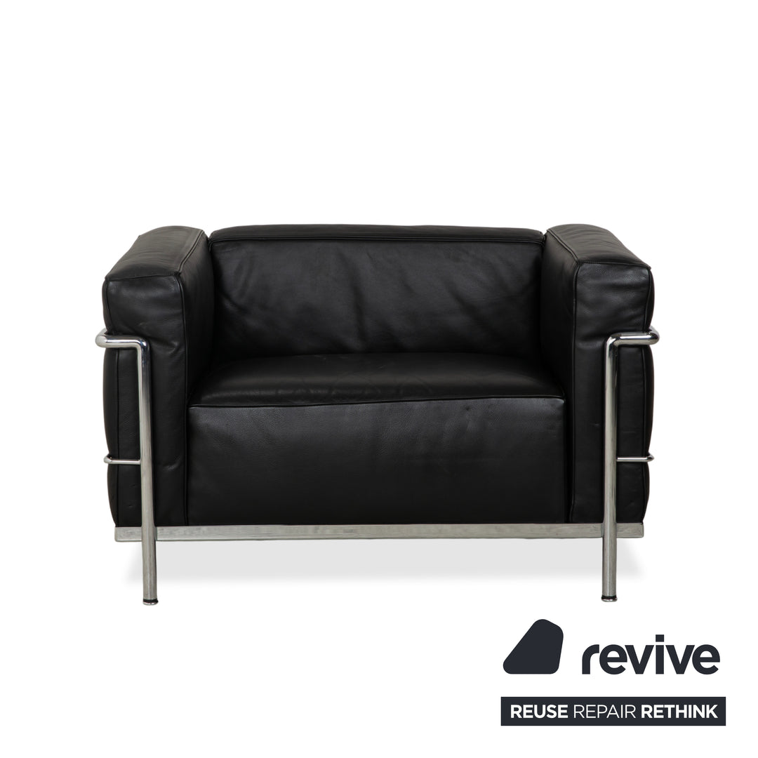 Fauteuil Cassina LC 3 en cuir noir (2 places)