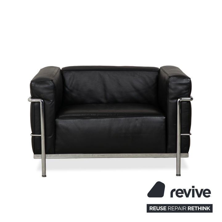 Fauteuil Cassina LC 3 en cuir noir (2 places)