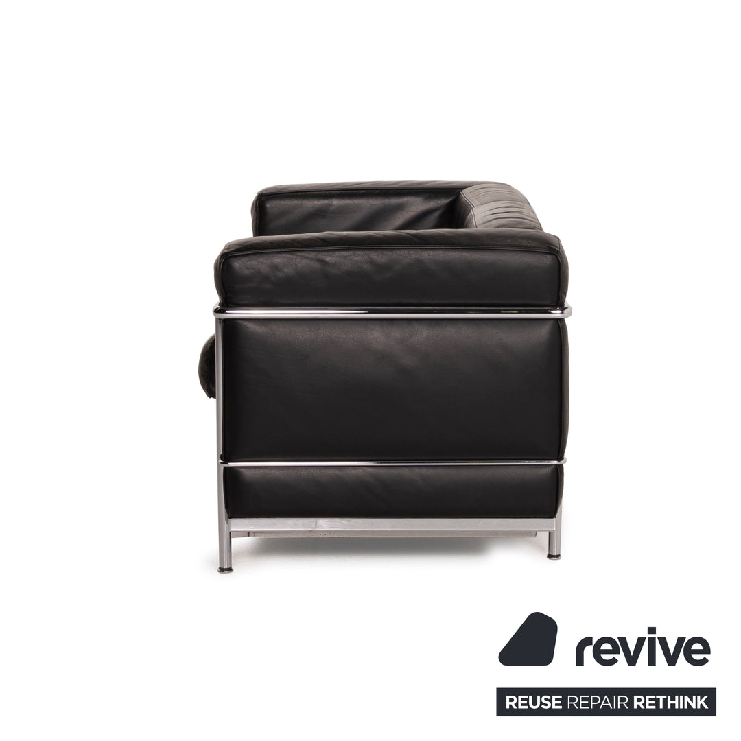 Cassina LC 2 Leder Sofa Schwarz Zweisitzer Le Corbusier Chrom