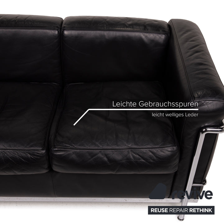 Cassina LC2 Leder Sofa Schwarz Zweisitzer Le Corbusier Chrom