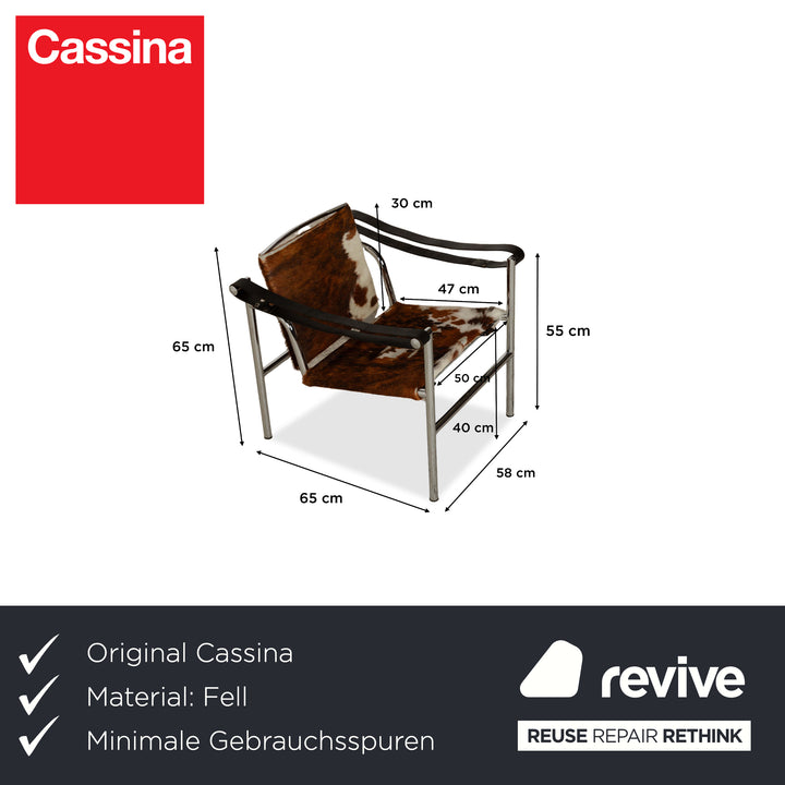 Cassina Le Corbusier LC 1 Fur Armchair Brown Cowhide Bauhaus