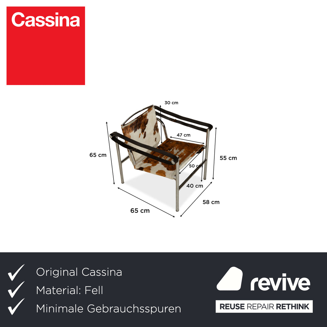 Cassina Le Corbusier LC 1 Fur Armchair Brown Cowhide Bauhaus