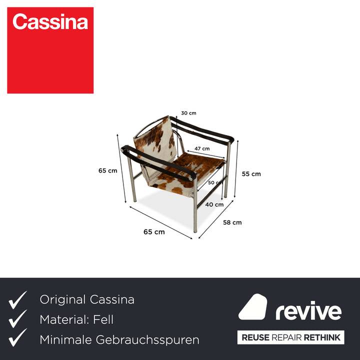Cassina Le Corbusier LC 1 Fur Armchair Brown Cowhide Bauhaus