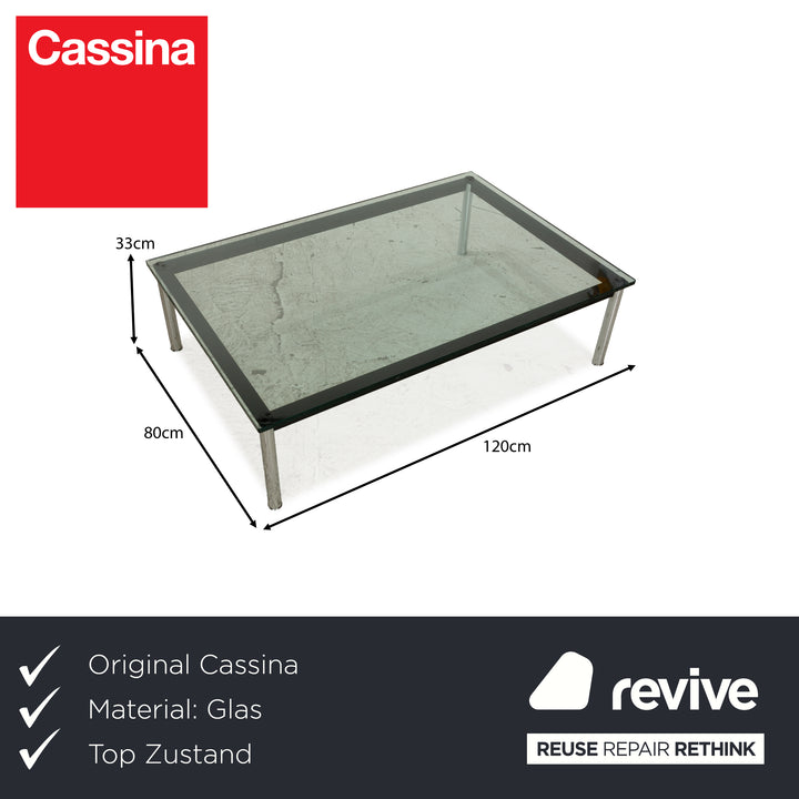 Cassina Le Corbusier LC 10-P Glas Coutisch Silber Schwarz Chrom