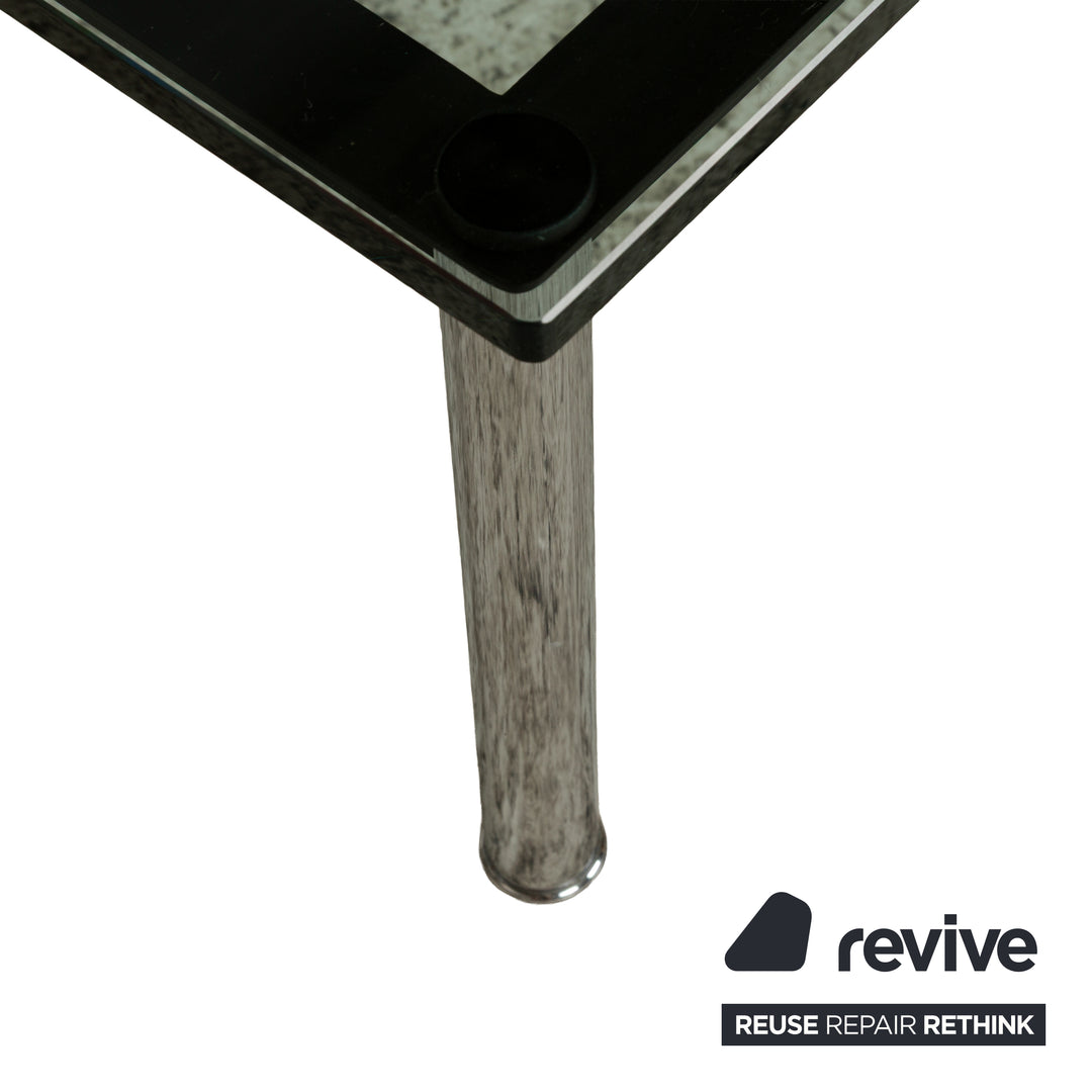 Cassina Le Corbusier LC 10-P Glass Coffee Table Silver Black Chrome
