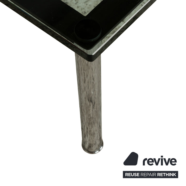 Cassina Le Corbusier LC 10-P Glass Coffee Table Silver Black Chrome