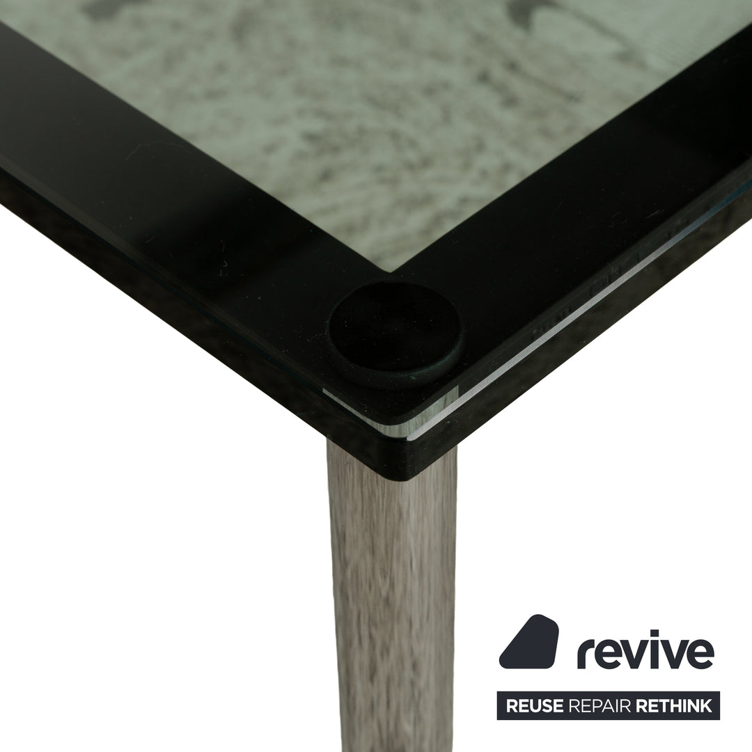 Cassina Le Corbusier LC 10-P Glass Coffee Table Silver Black Chrome