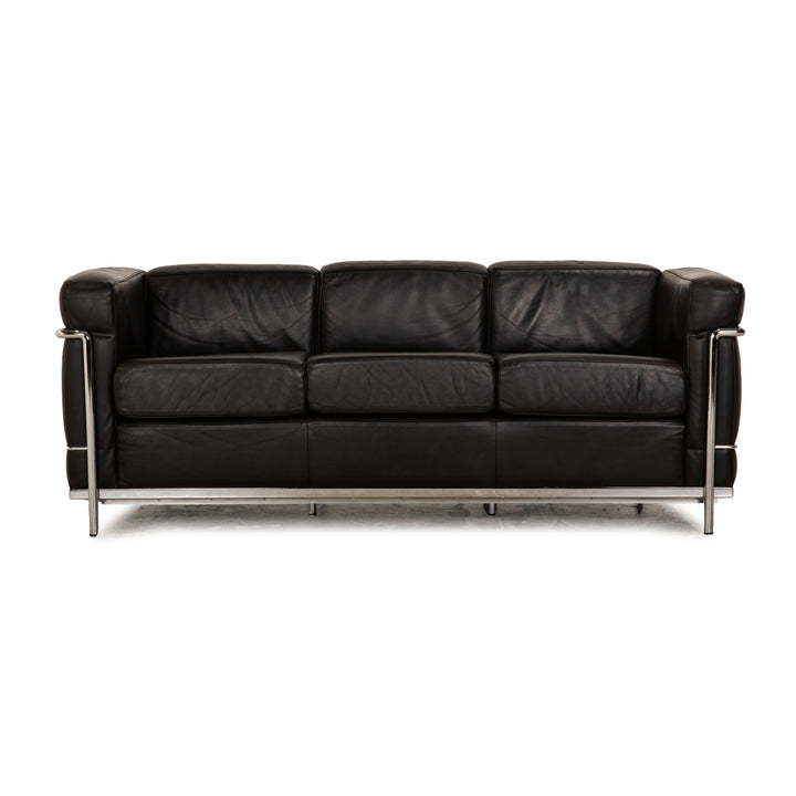 Cassina Le Corbusier LC3 Leder Dreisitzer Schwarz Sofa Couch