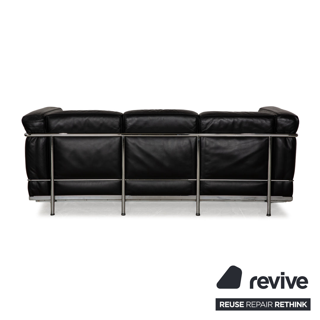 Cassina Le Corbusier LC 2 Leder Dreisitzer Schwarz Sofa Couch