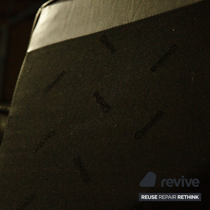 Cassina Le Corbusier LC 2 Leather Three Seater Black Sofa Couch