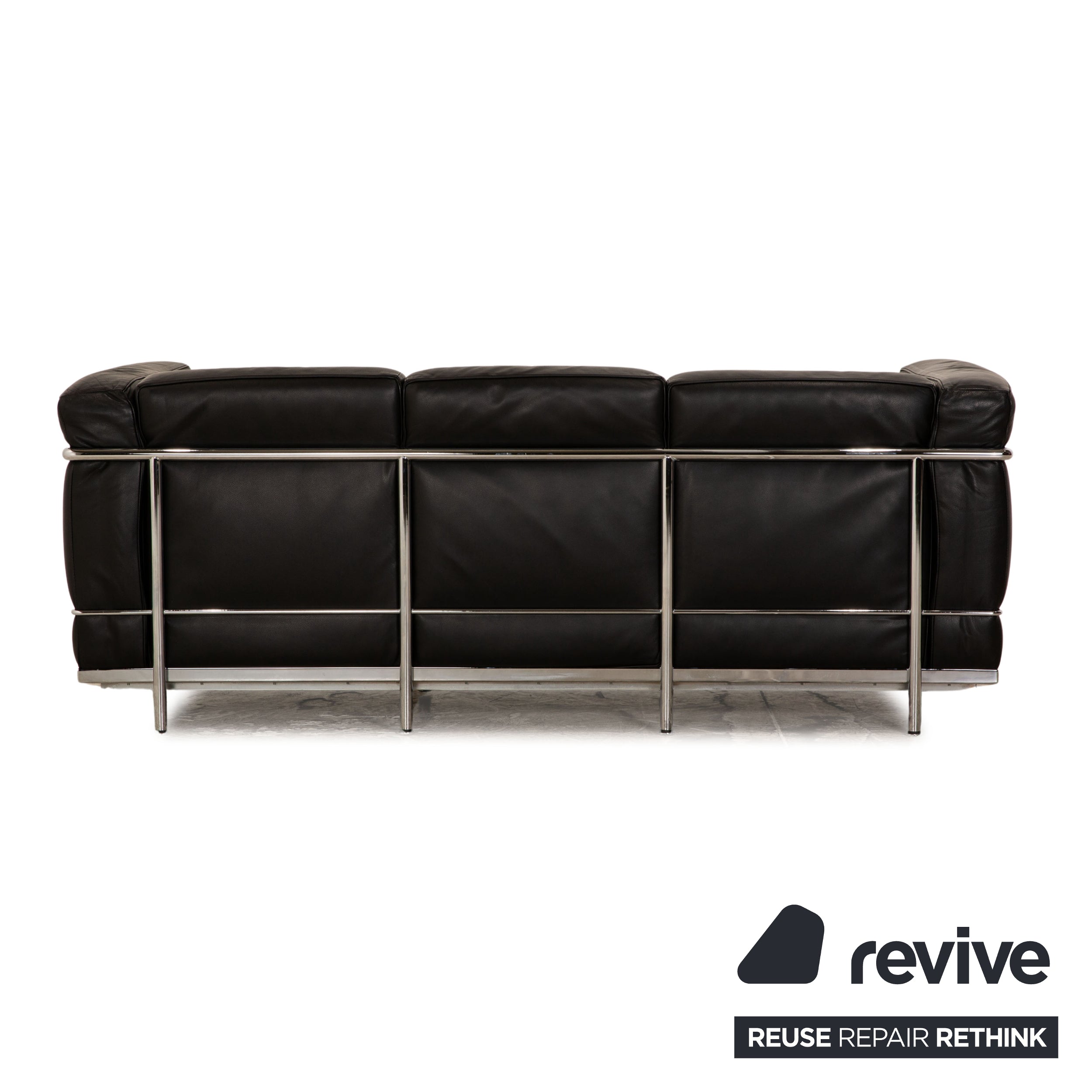 Cassina Le Corbusier LC3 Leather Three-Seater Black Sofa Couch