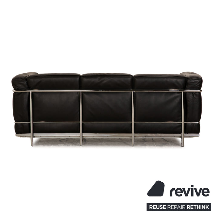 Cassina Le Corbusier LC 2 Leder Dreisitzer Schwarz Sofa Couch