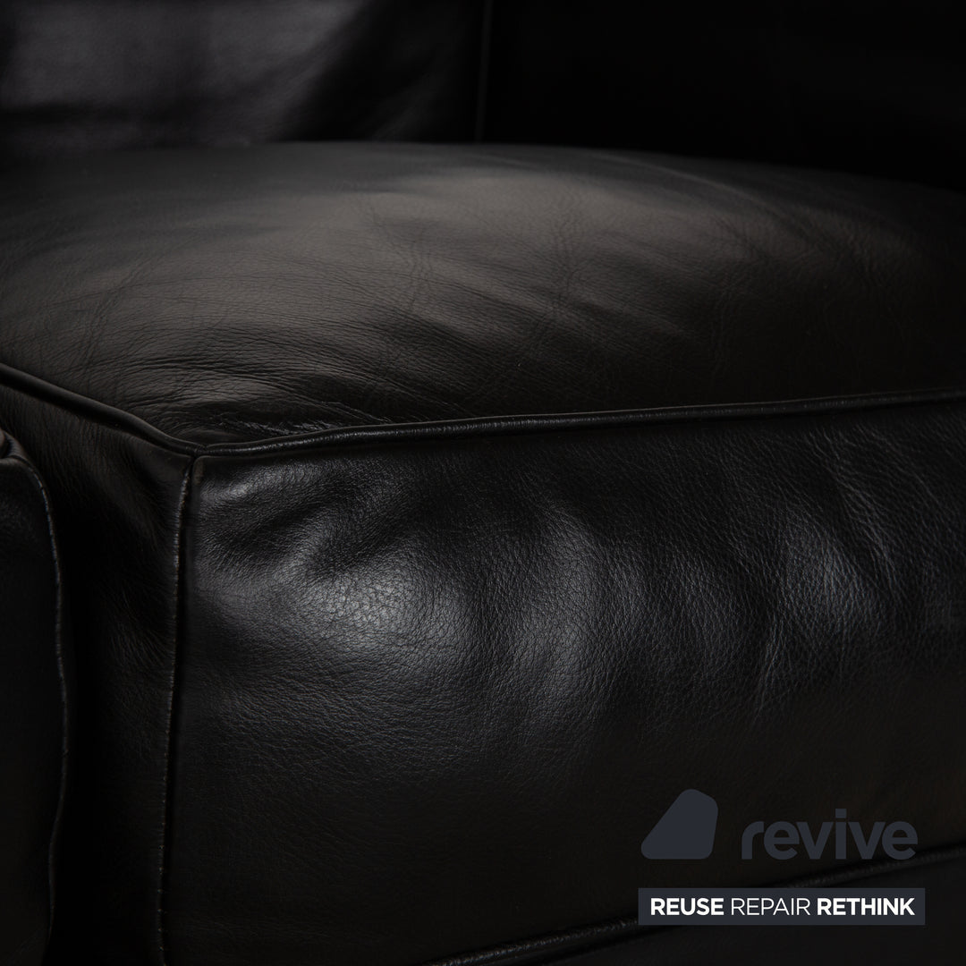 Cassina Le Corbusier LC 2 Leder Dreisitzer Schwarz Sofa Couch