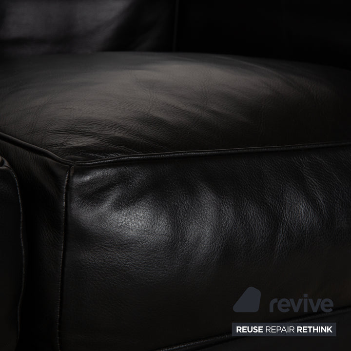 Cassina Le Corbusier LC 2 Leder Dreisitzer Schwarz Sofa Couch