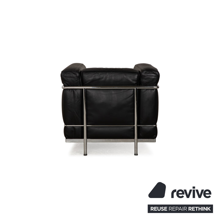 Cassina Le Corbusier LC 2 Leder Dreisitzer Schwarz Sofa Couch