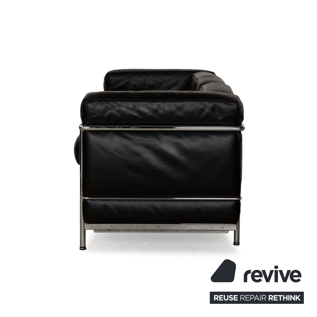 Cassina Le Corbusier LC 2 Leder Dreisitzer Schwarz Sofa Couch