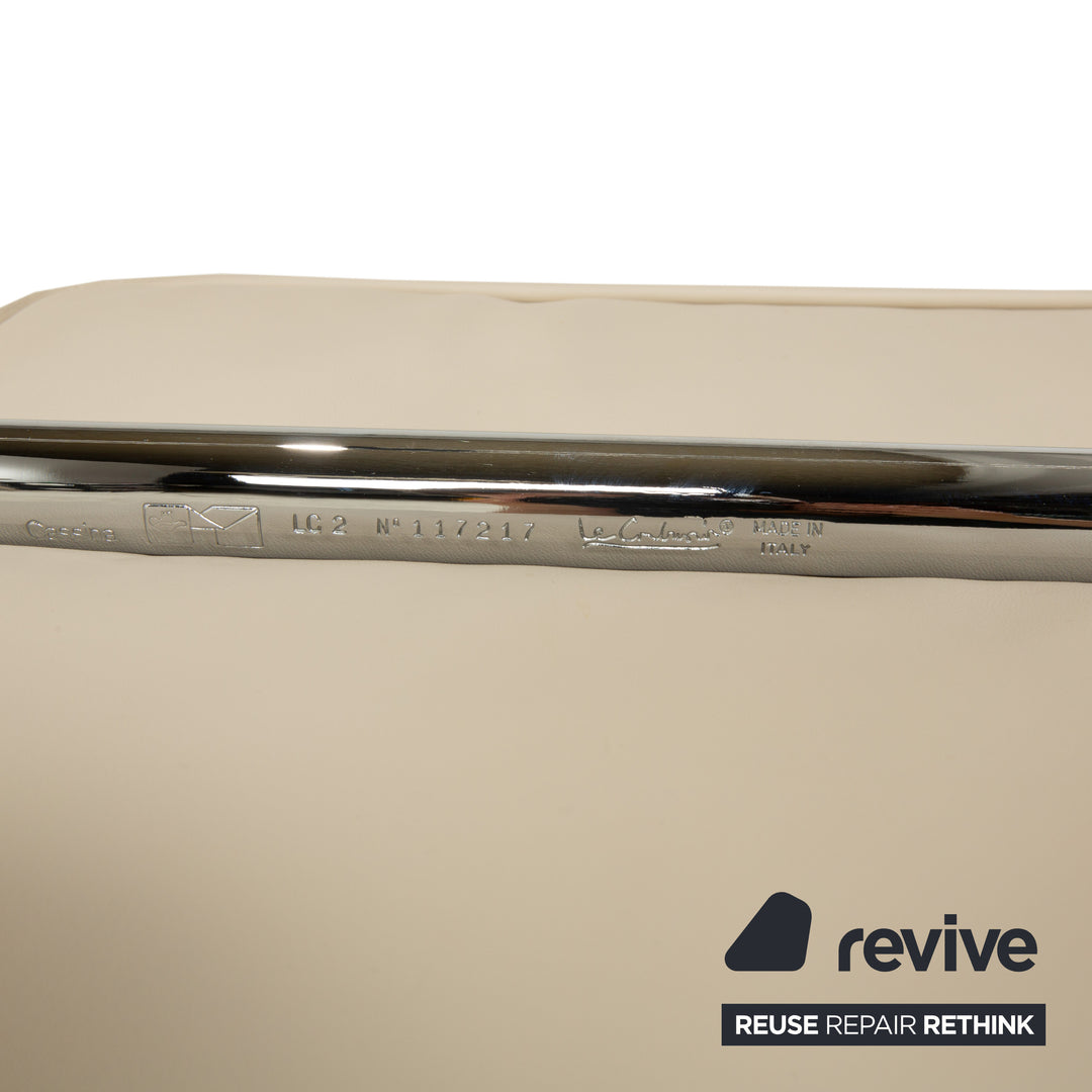 Cassina Le Corbusier LC 2 Leather Armchair Cream Eggshell White