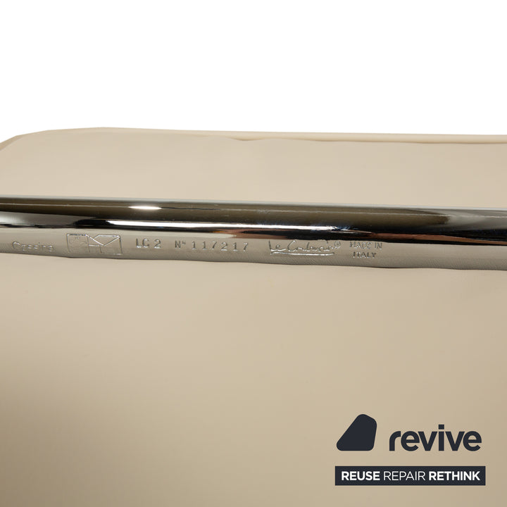 Cassina Le Corbusier LC 2 Leather Armchair Cream Eggshell White