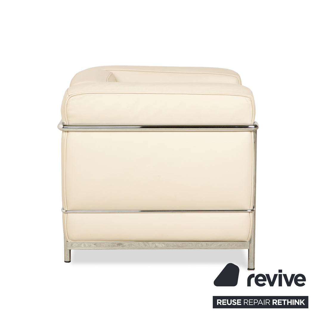 Cassina Le Corbusier LC 2 Leather Armchair Cream Eggshell White
