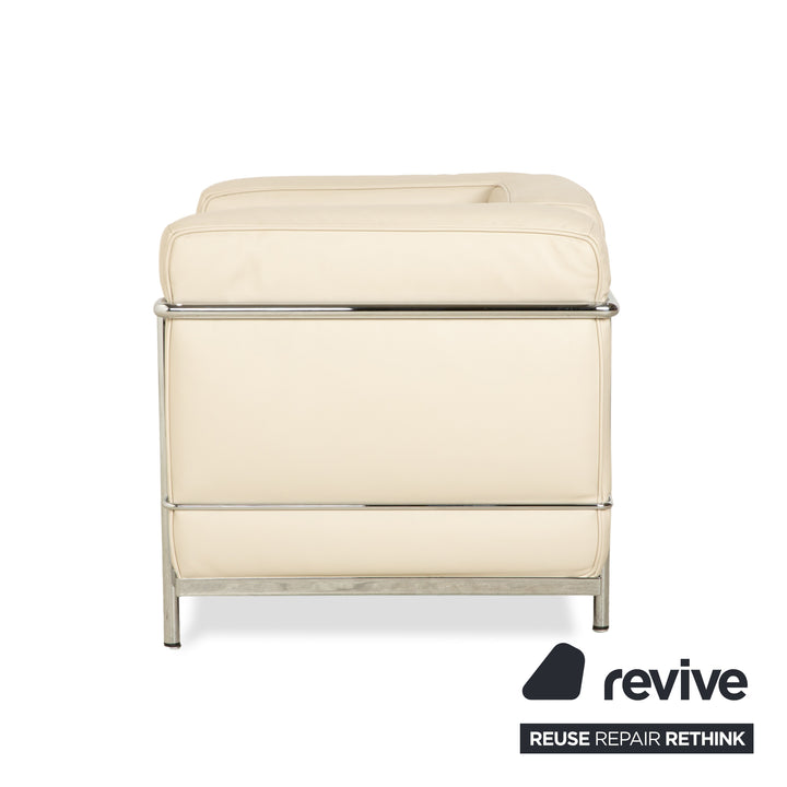 Cassina Le Corbusier LC 2 Leather Armchair Cream Eggshell White