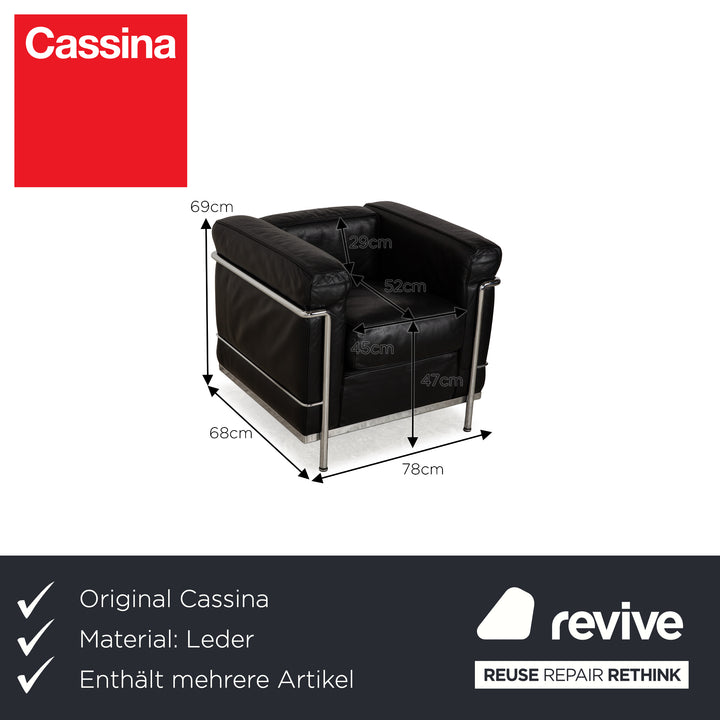 Cassina Le Corbusier LC 2 Leather Armchair Set Black