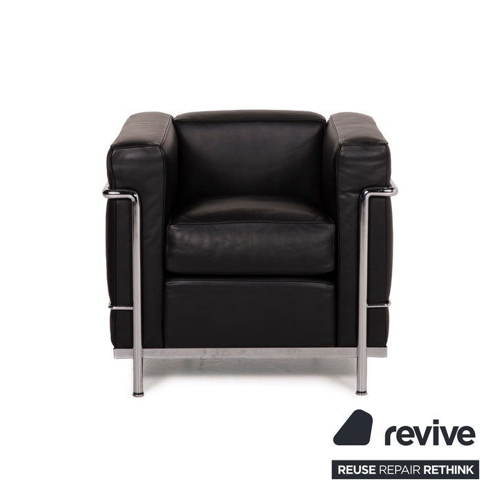 Cassina Le Corbusier LC 2 Leather Armchair Set Black Set