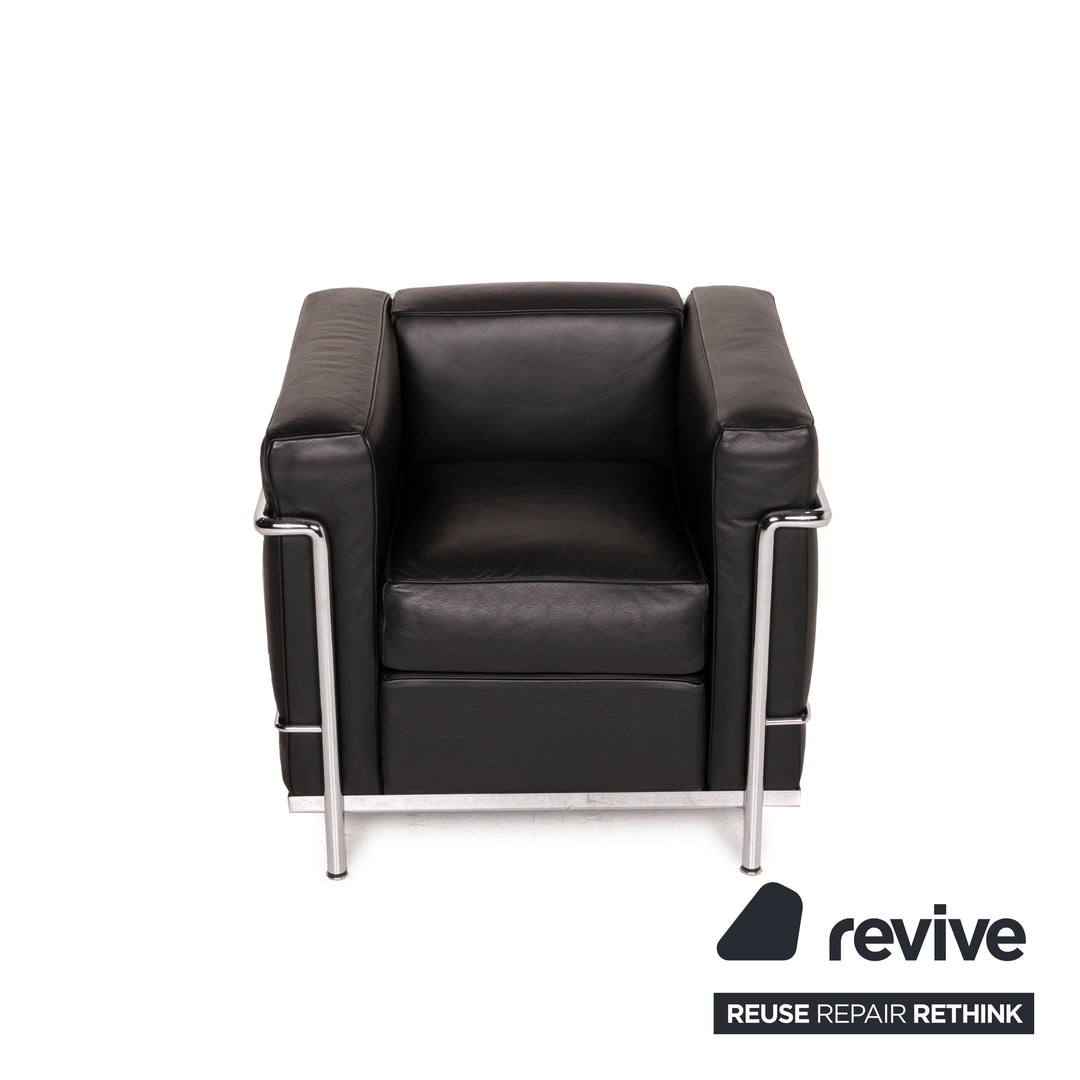 Cassina Le Corbusier LC 2 Leather Armchair Set Black Set