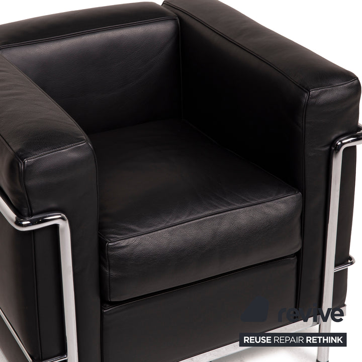 Cassina Le Corbusier LC 2 Leather Armchair Set Black Set