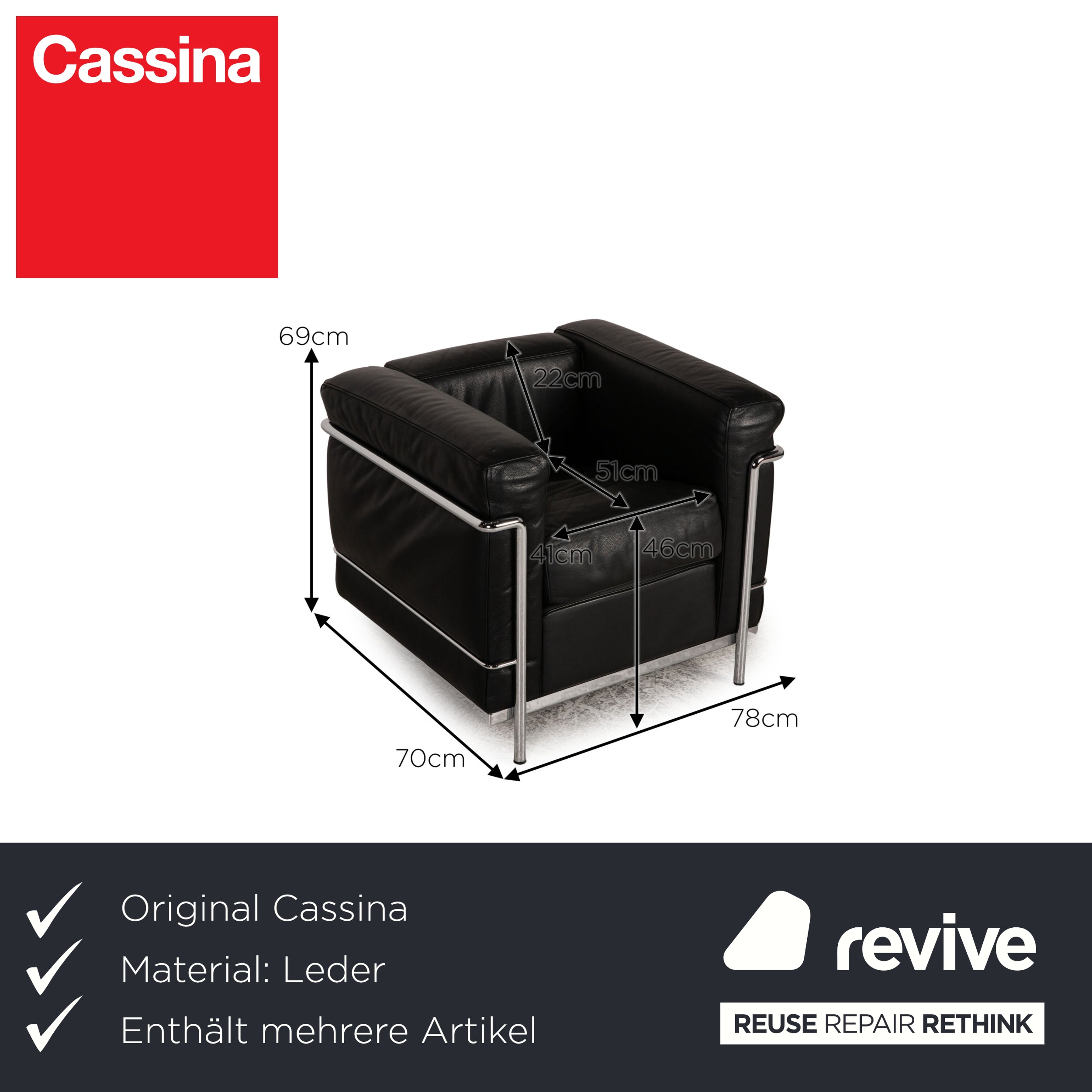 Cassina Le Corbusier LC 2 Leder Sessel Garnitur Schwarz Vintage