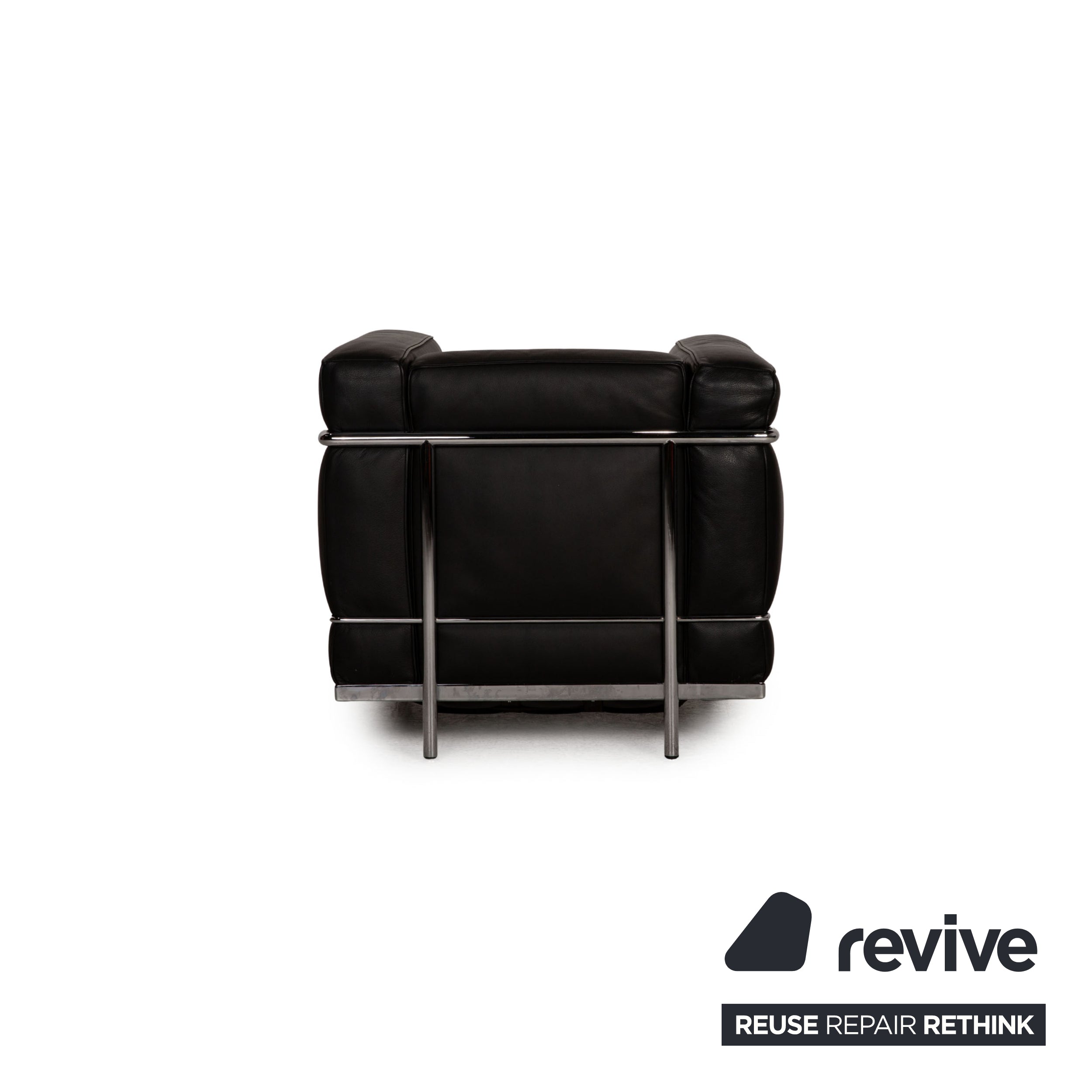 Cassina Le Corbusier LC 2 Leder Sessel Garnitur Schwarz Vintage