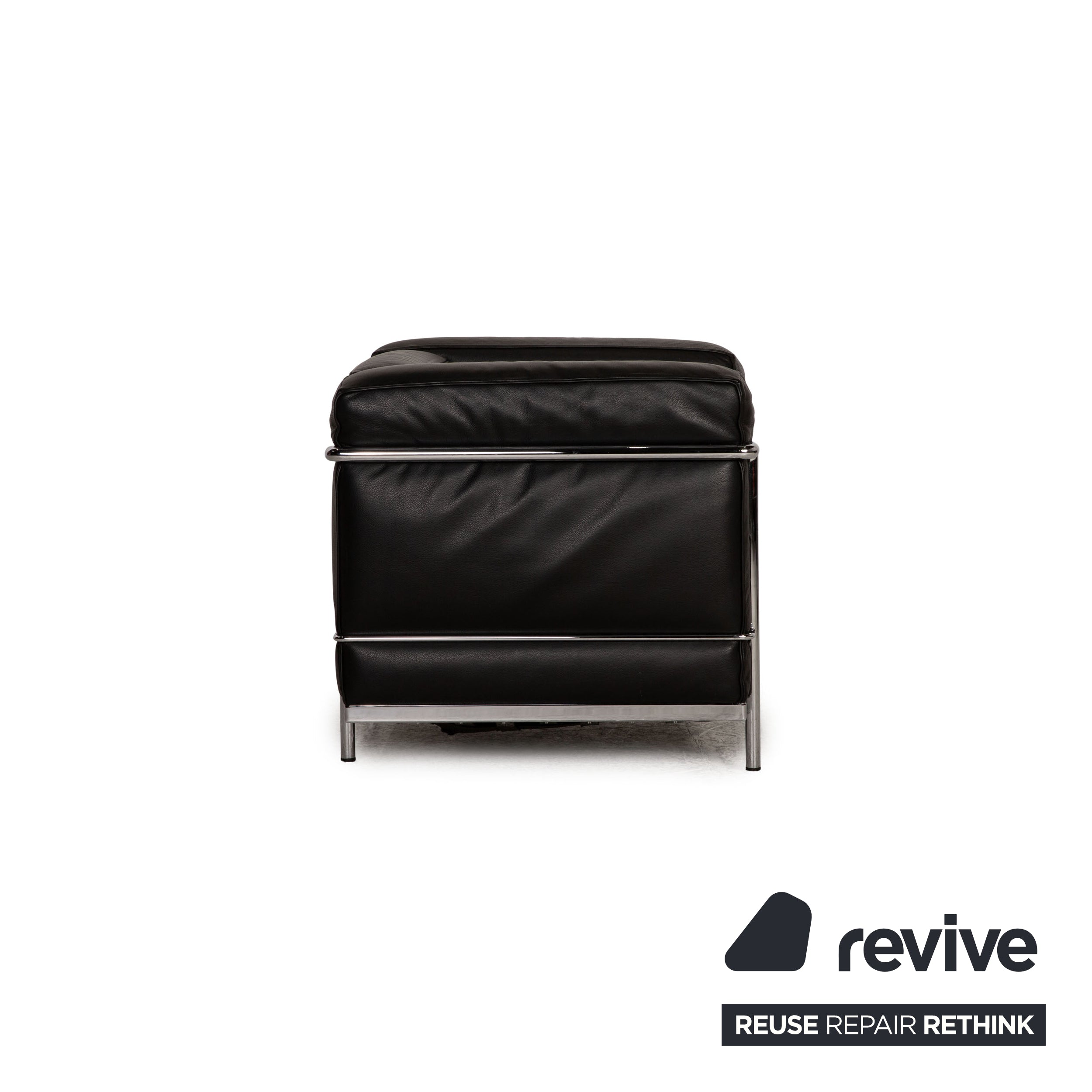 Cassina Le Corbusier LC 2 Leder Sessel Garnitur Schwarz Vintage