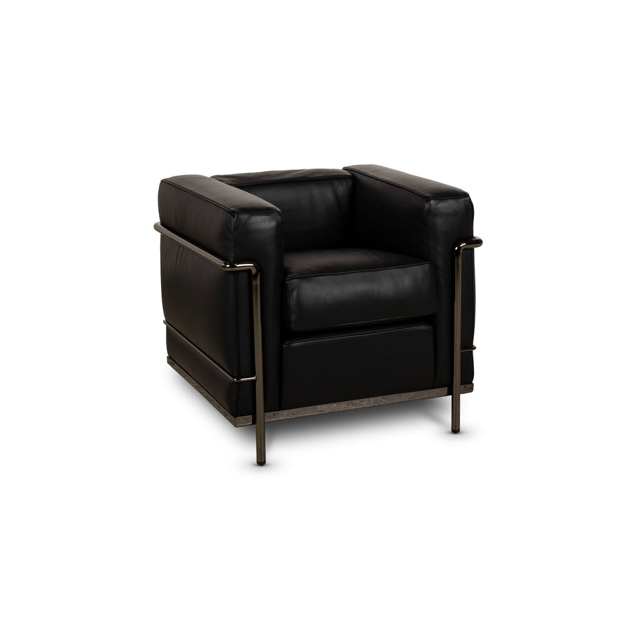 Cassina Le Corbusier LC 2 Leather Armchair Black Vintage