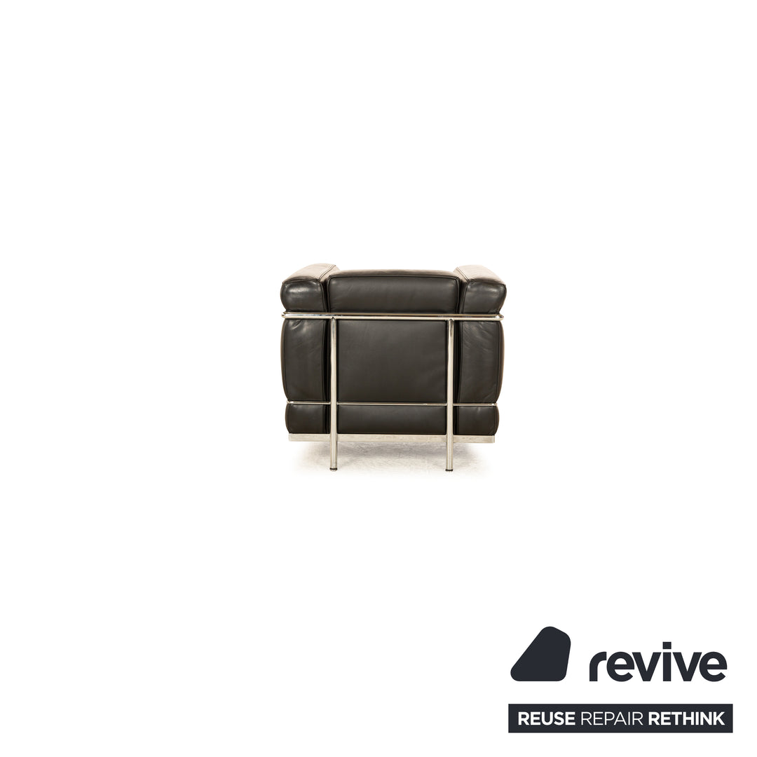 Cassina Le Corbusier LC 2 Leder Sessel Schwarz Vintage Bauhaus