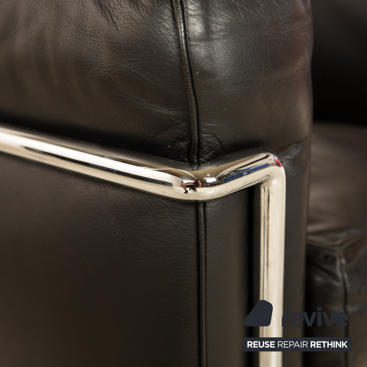Cassina Le Corbusier LC 2 Leder Sessel Schwarz Vintage Bauhaus