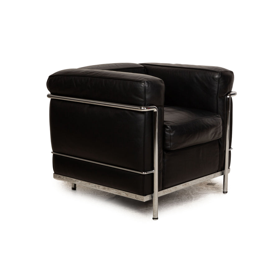 Cassina Le Corbusier LC 2 Leather Armchair Black Vintage