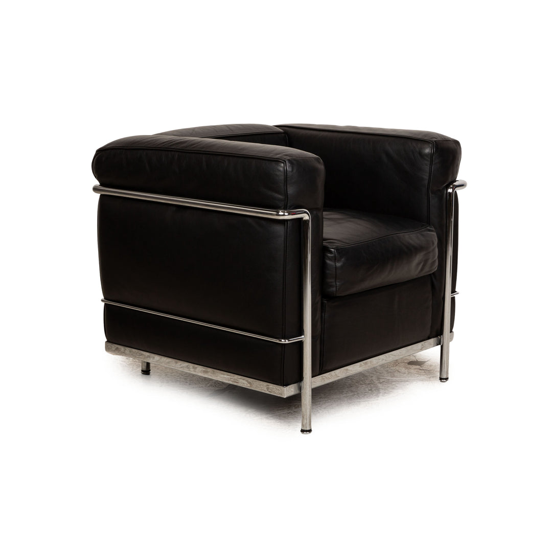 Cassina Le Corbusier LC 2 Leather Armchair Black Vintage