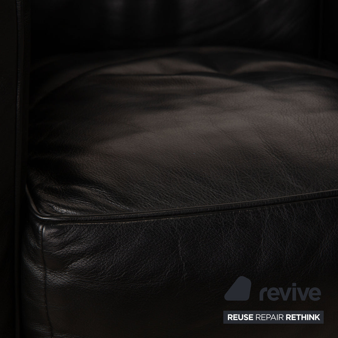 Cassina Le Corbusier LC 2 Leather Armchair Black Vintage