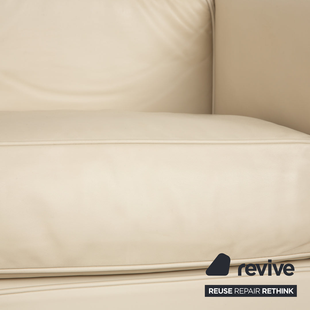 Cassina Le Corbusier LC 2 Leather Two-Seater Cream Eggshell White Sofa Couch