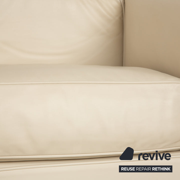 Cassina Le Corbusier LC 2 Leather Two-Seater Cream Eggshell White Sofa Couch