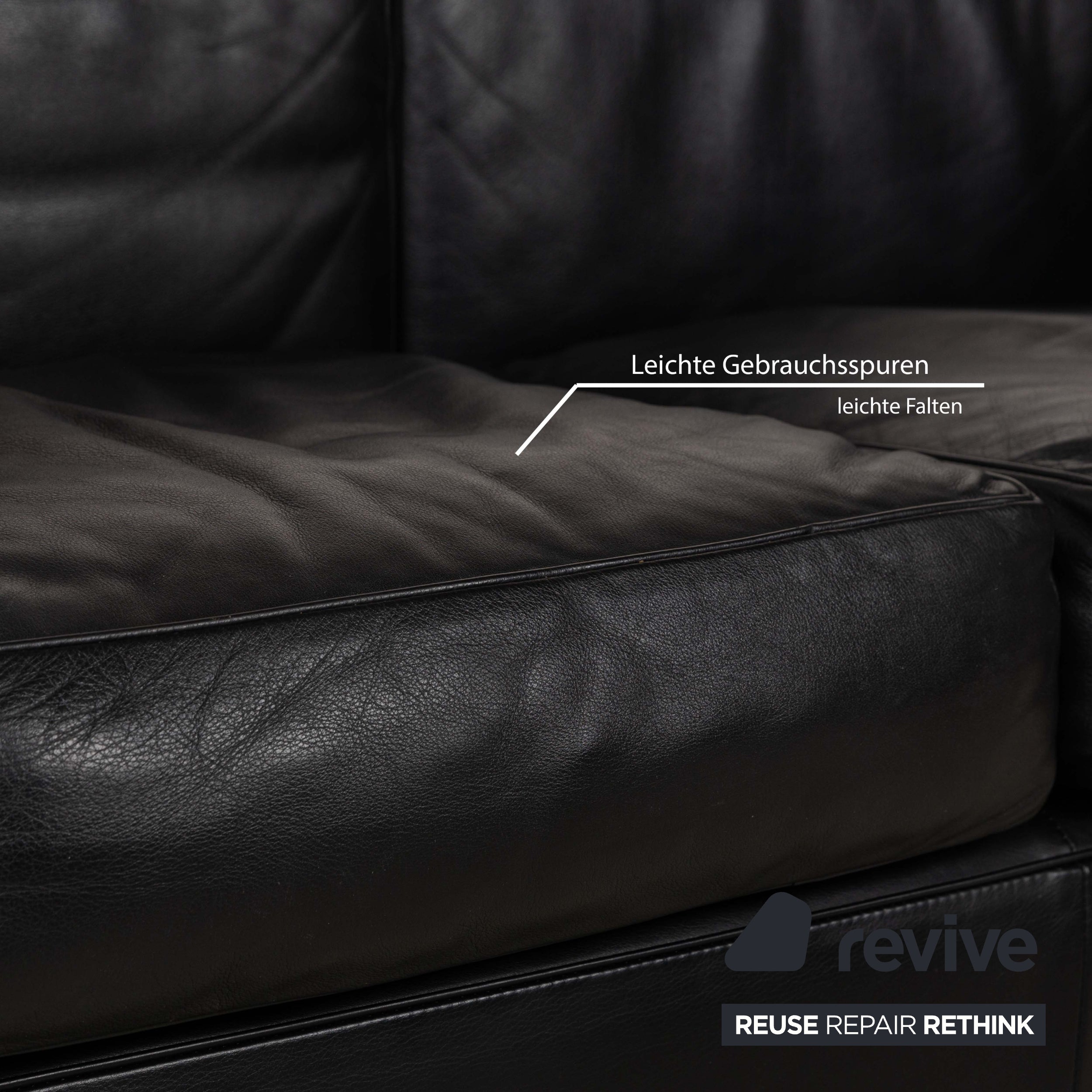 Cassina Le Corbusier LC 2 Leather Two-Seater Black Sofa Couch