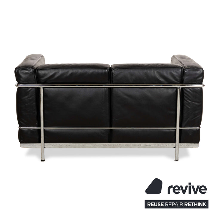 Cassina Le Corbusier LC 2 Leder Zweisitzer Schwarz Sofa Couch