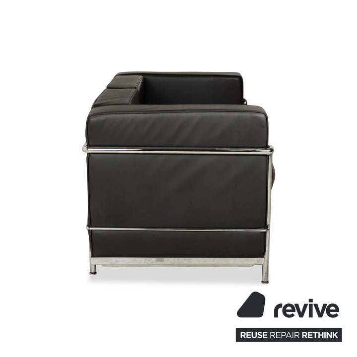 Cassina Le Corbusier LC 2 Leder Zweisitzer Schwarz Sofa Couch