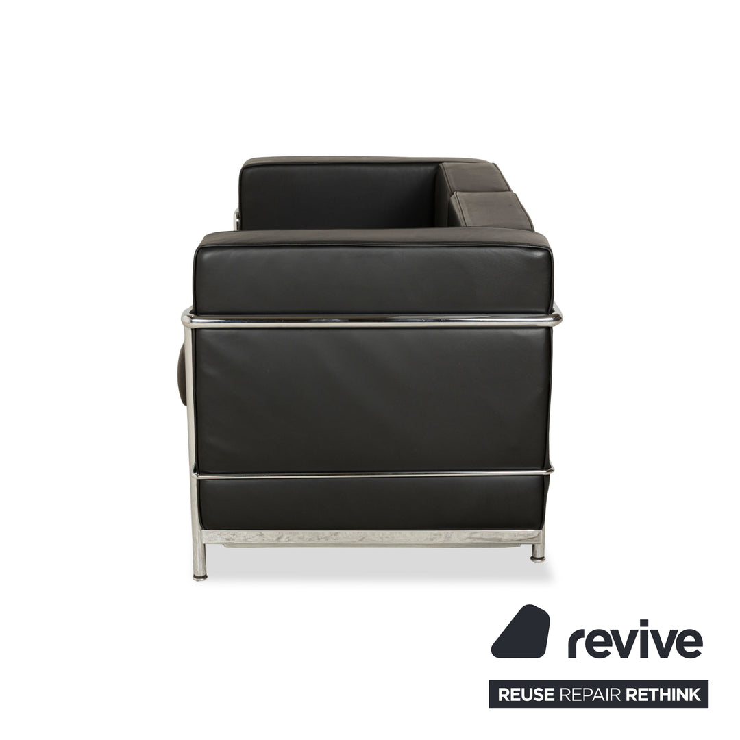 Cassina Le Corbusier LC 2 Leder Zweisitzer Schwarz Sofa Couch
