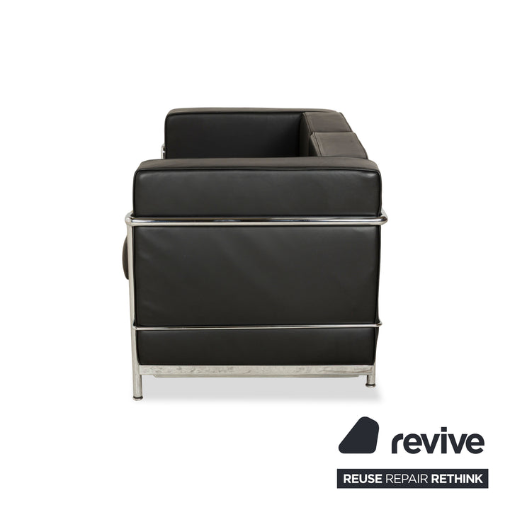 Cassina Le Corbusier LC 2 Leder Zweisitzer Schwarz Sofa Couch
