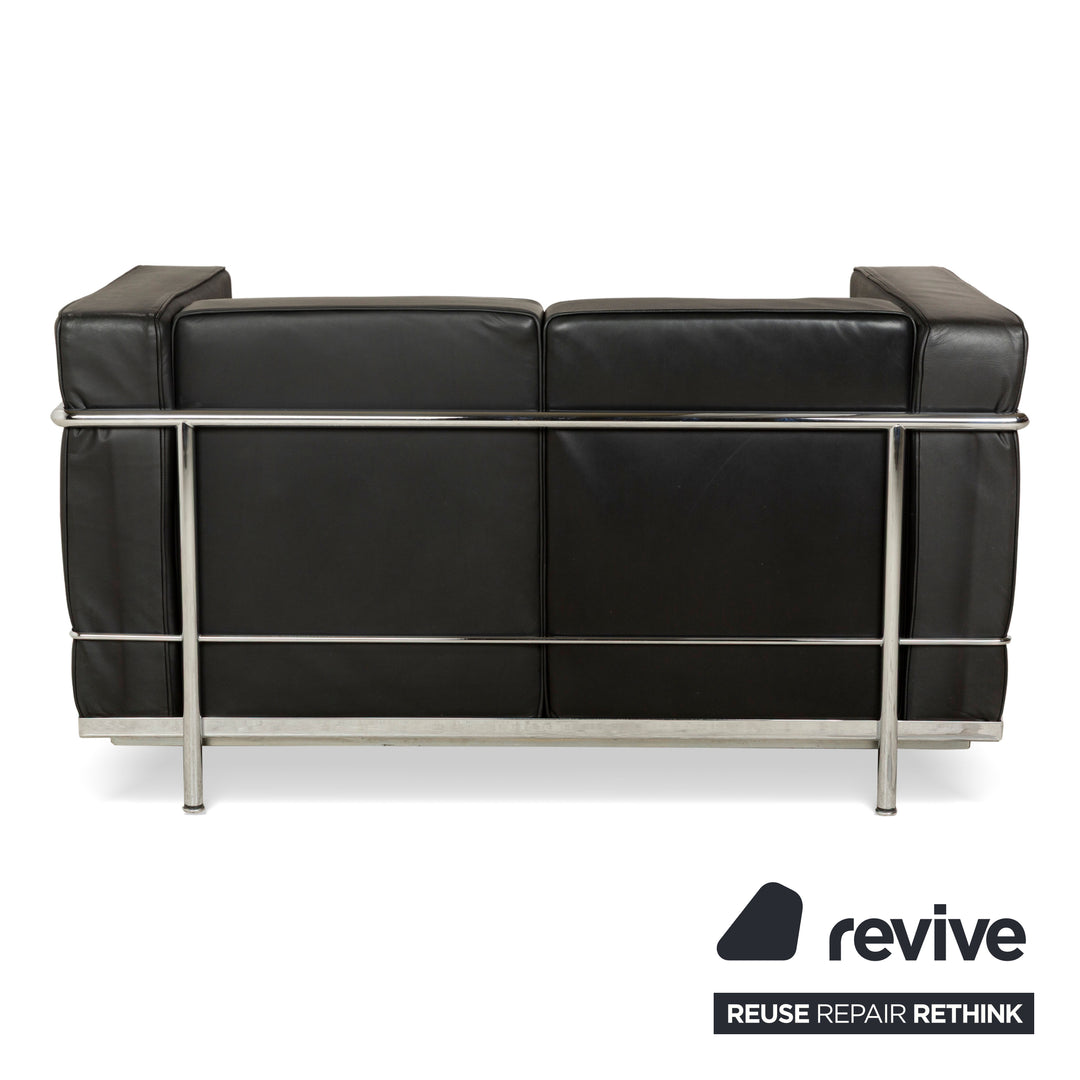 Cassina Le Corbusier LC 2 Leder Zweisitzer Schwarz Sofa Couch