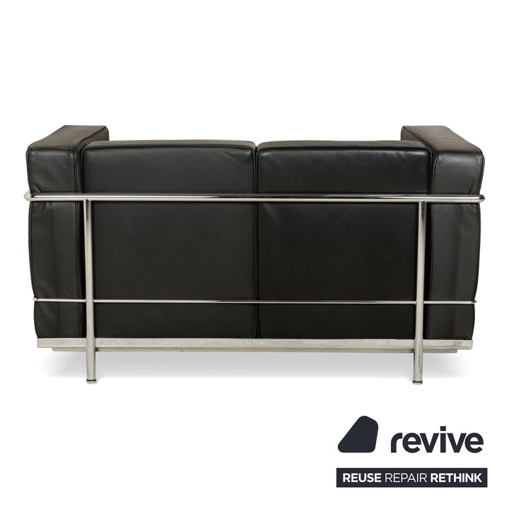 Cassina Le Corbusier LC 2 Leder Zweisitzer Schwarz Sofa Couch