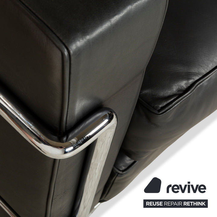 Cassina Le Corbusier LC 2 Leder Zweisitzer Schwarz Sofa Couch