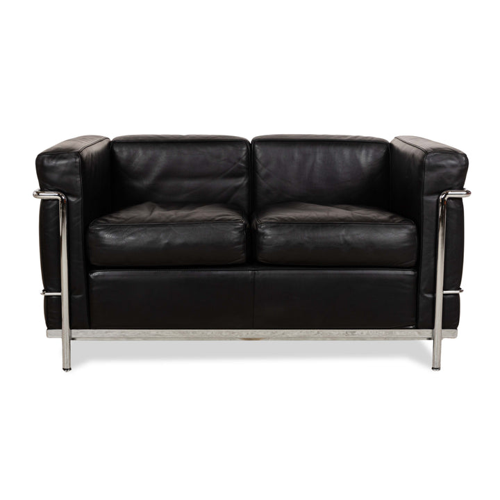 Cassina Le Corbusier LC 2 Leder Zweisitzer Schwarz Sofa Couch