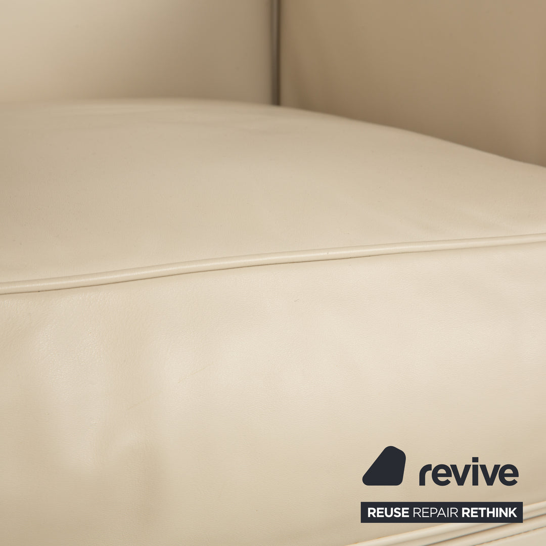 Cassina Le Corbusier LC 2 Leder Zweisitzer und 2x Sessel Creme Eierschale Weiß Sofa Couch