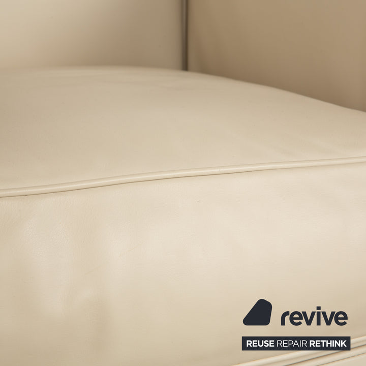 Cassina Le Corbusier LC 2 Leder Zweisitzer und 2x Sessel Creme Eierschale Weiß Sofa Couch